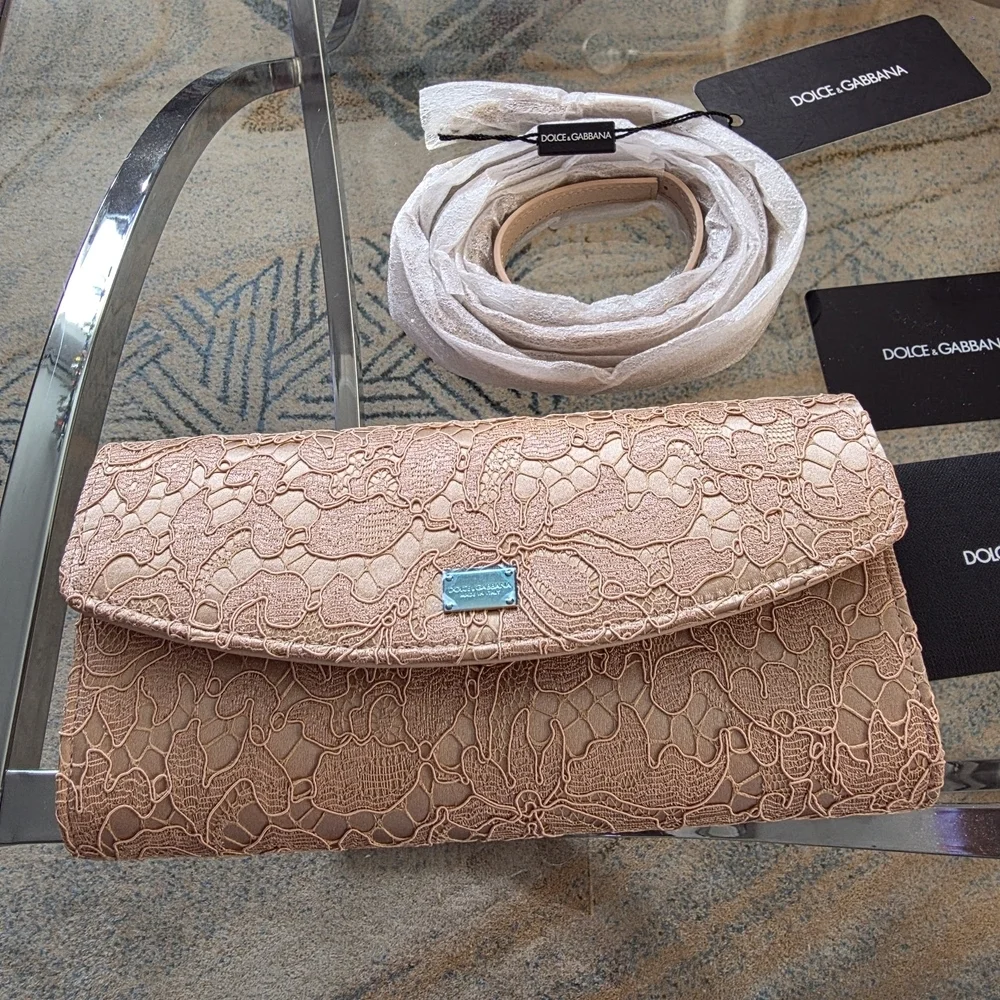 Dolce & Gabbana Pink Lace Crossbody Bag